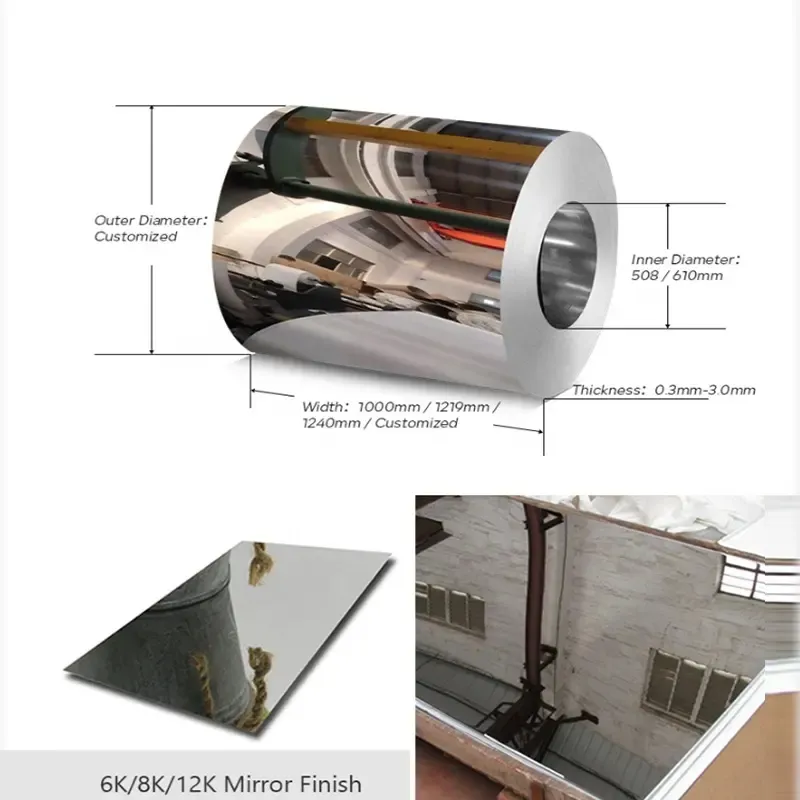 0.3*1000*1500mm 316 لفاف من الفولاذ المقاوم للصدأ لفاف واحد وزن 5-8 طن 0